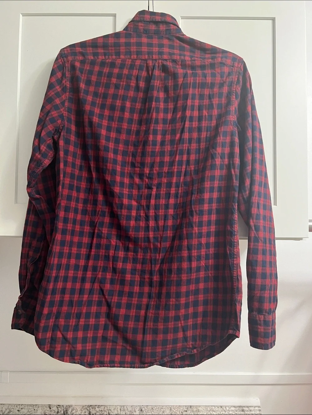 J. Crew Brushed Twill Red and Navy Plaid Button-Down Shirt